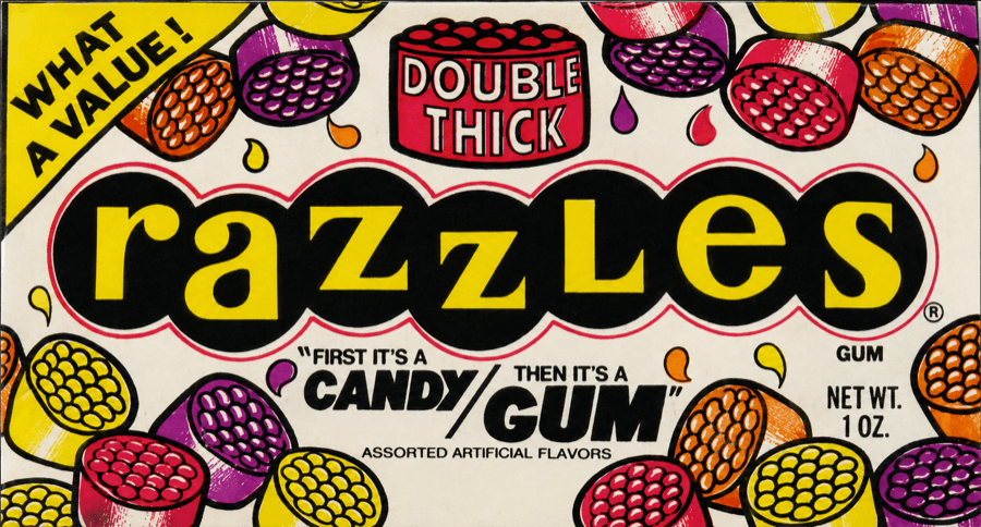 Razzles — first it's a candy, then it's a gum