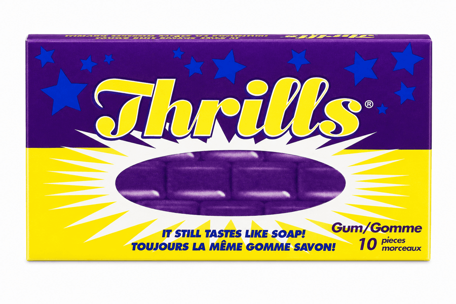 Thrills gum — it still tastes like soap!